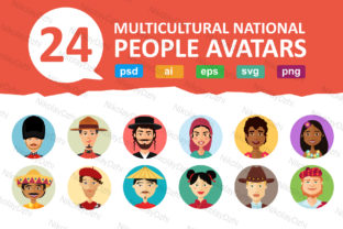 24 Multicultural National Avatars People: A Versatile Design Resource for Global Projects