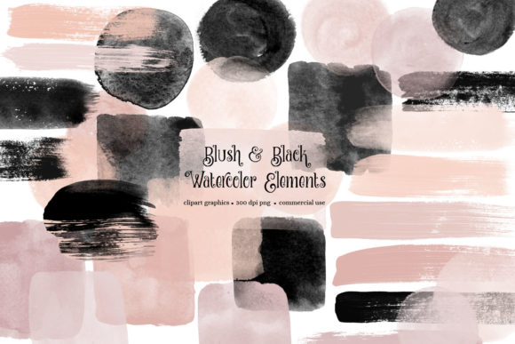 Blush and Black Watercolor Elements: A Versatile Resource for Creative Projects