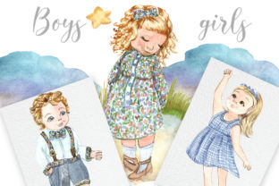 Boys and Girls Watercolor Clipart