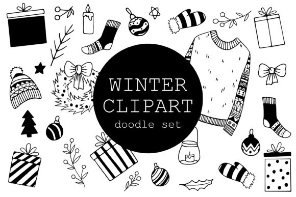 Christmas Doodle Clipart Set 28 Elements: A Creative Resource for Winter Designs