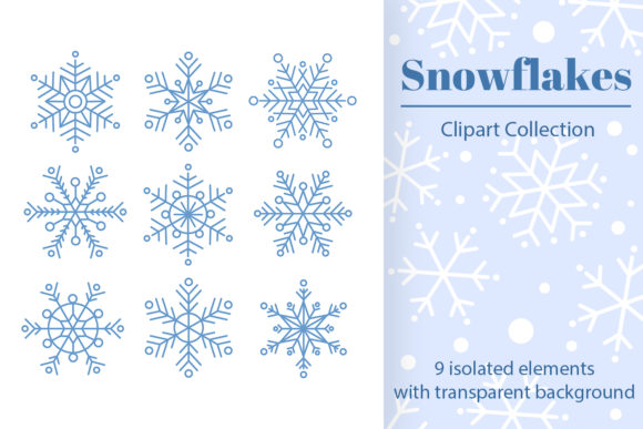 Enhance Your Designs with the Blue Snowflakes Clipart Collection