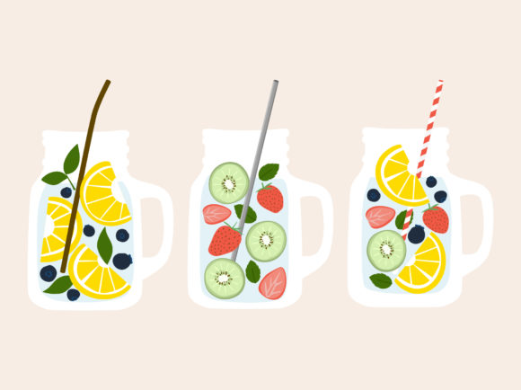 Fruit Infused Water in Mason Jar Mugs