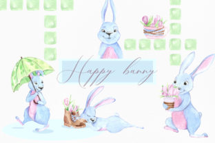 Funny Rabbit Watercolor Clipart