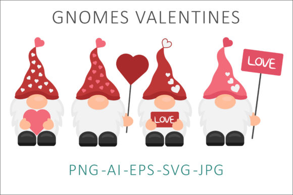 Gnome Valentines Vector Illustration SVG