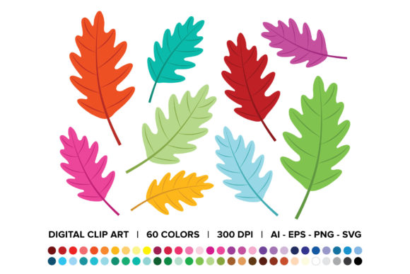 Oak Tree Leaf Clip Art Set: A Versatile Design Resource