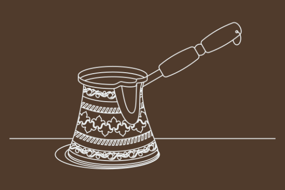 Outline Style Cezve Turkish Coffee Pot: A Versatile Design Element for Creative and Cultural Projects