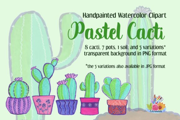 Pastel Cacti Handpainted Clipart: A Trendy Addition to Creative and Digital Spaces