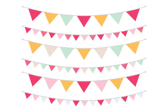 Spring Pink Orange Mint Bunting Banner for Creative and Professional Use
